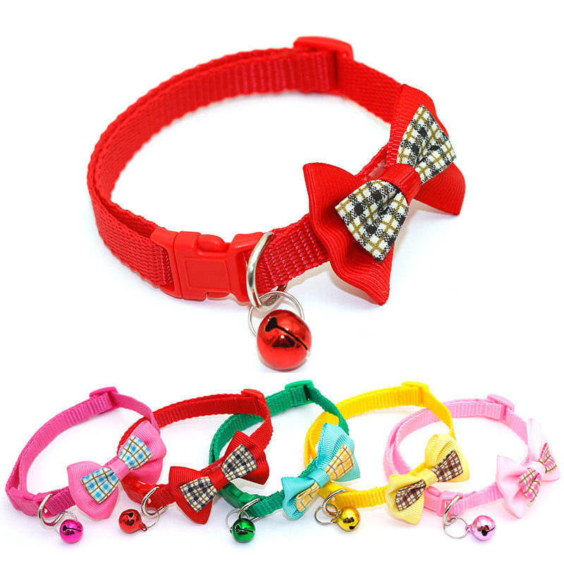 Cat and Dog Collar with Bowknot and Bell Accessories